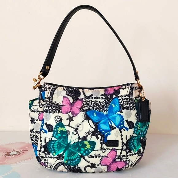 Coach Handbags - Coach small butterfly printed fabric shoulder bag
